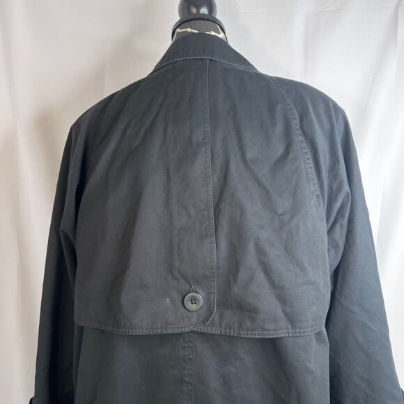 London Fog Black Union Made Wool Lined Classic Long Trench Coat Size 8 Regular - Picture 6 of 15